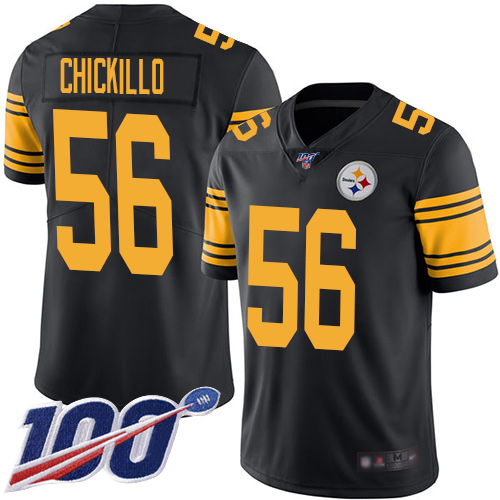 Men Pittsburgh Steelers Football 56 Limited Black Anthony Chickillo 100th Season Rush Nike NFL Jersey